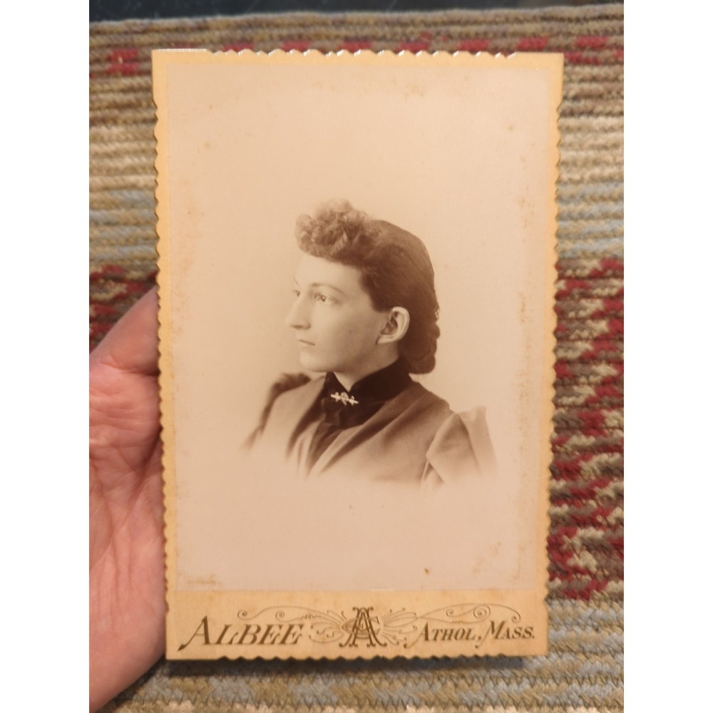 Antique Cabinet Card Lady Woman Photo Victorian Portrait Athol Massachusetts